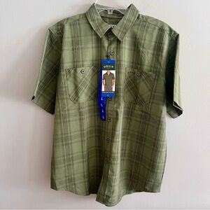Orvis Men's size L Green Plaid Short Sleeve Shirt NWT brand new great quality